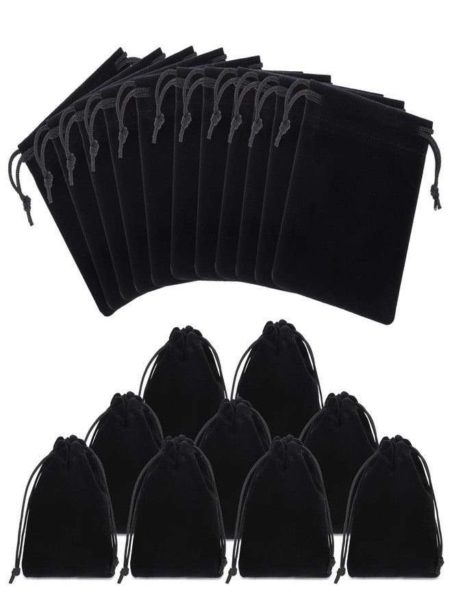 WJIAAA Mini Velvet Drawstring Pouches, 20pcs Black Small Jewelry Dice Bags 3x4 Inch Velvet Wedding Gift Bags Jewelry Bag Drawstring Baggies Party Favor Treat Bag - Image 1
